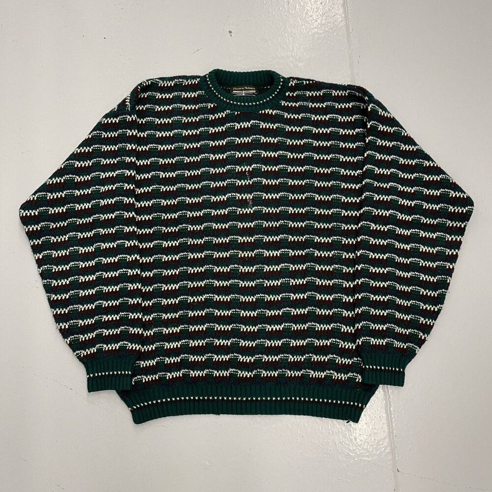 Vintage 90s Pacific Winds Green Pattern Acrylic Sweater